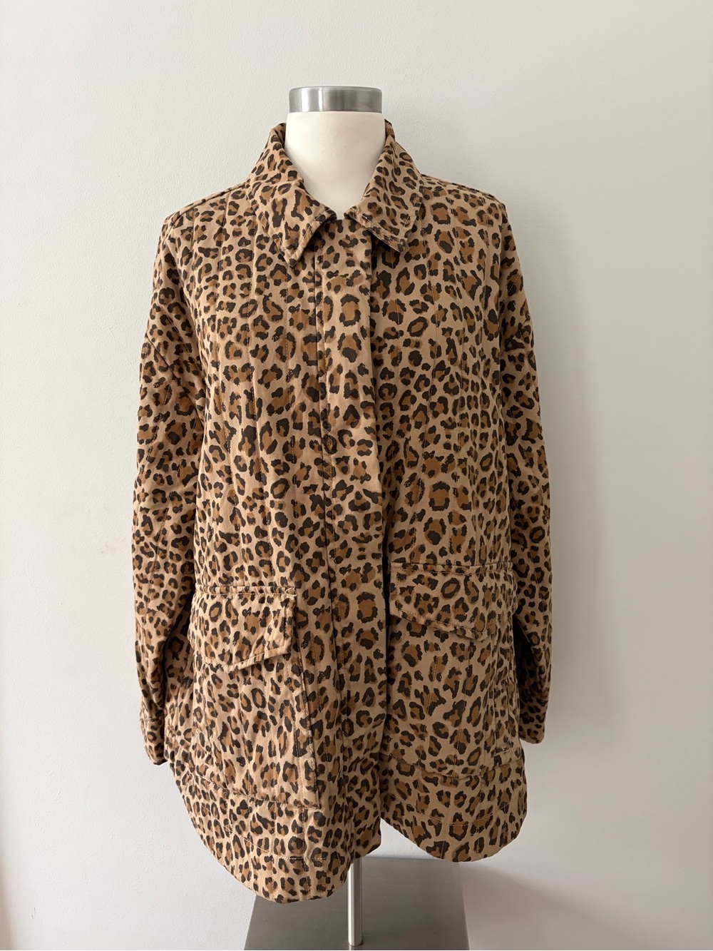 Pistola Cecile Quilted Feline Leopard Print Jacket L Boho Chic Fall Fashion